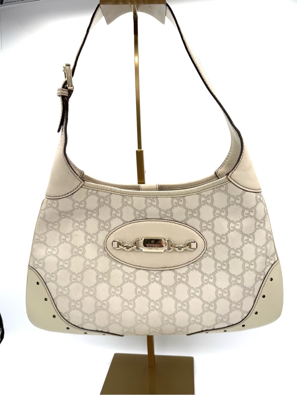 Gucci Cream GG Horsebit Jackie Shoulder Bag